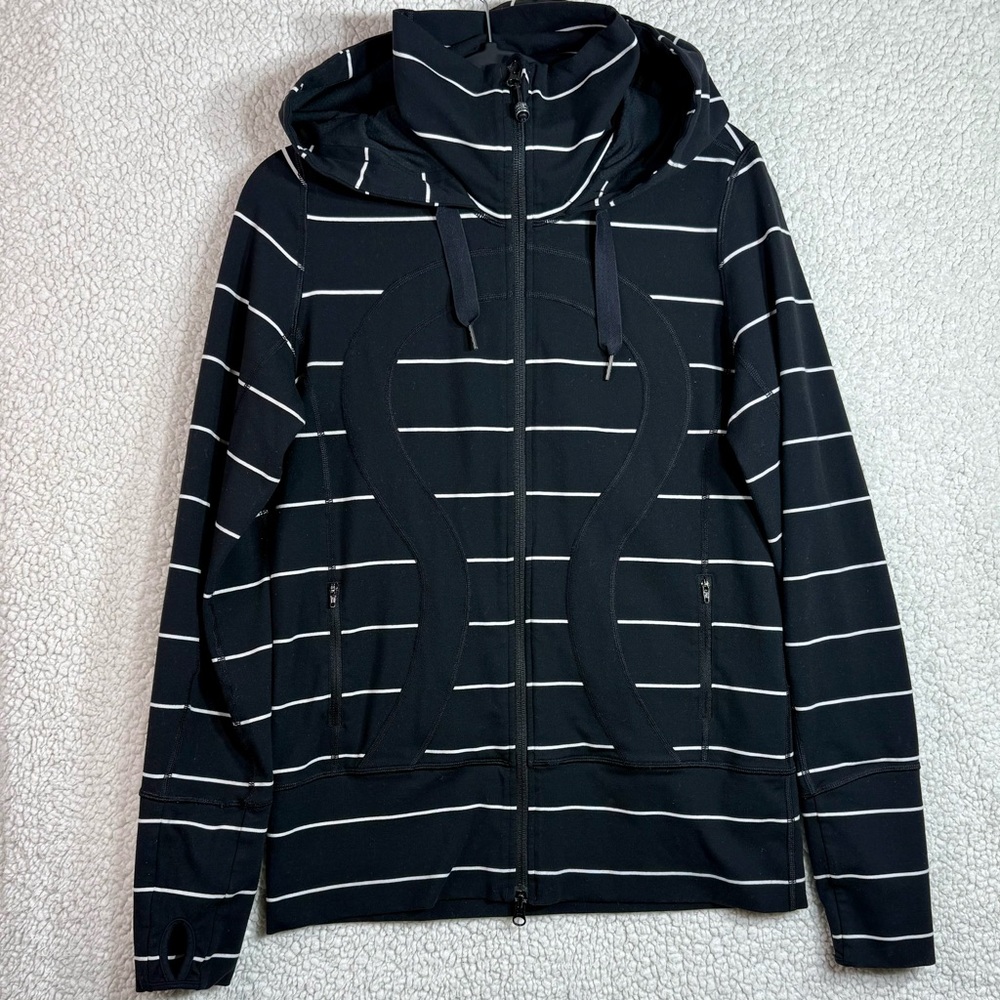 lululemon athletica Black and White Striped Hoodie